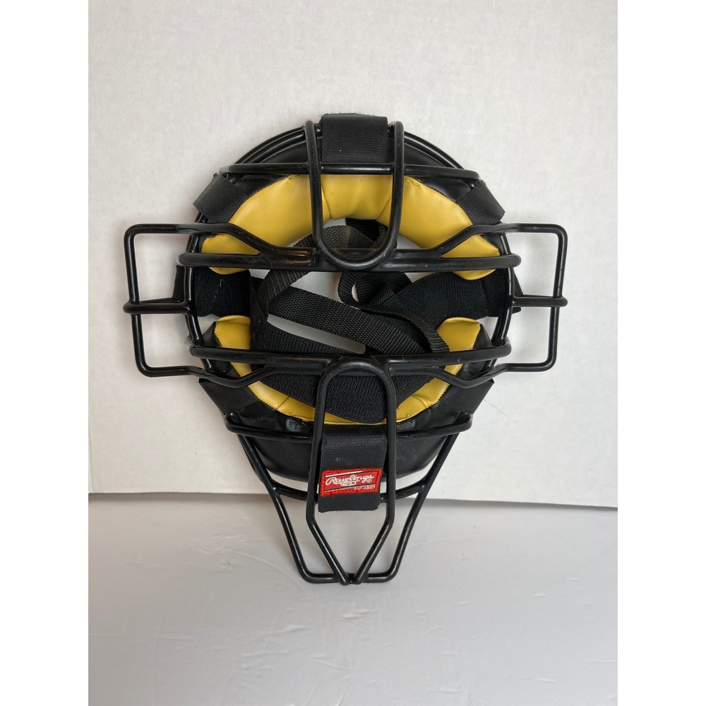 Rawlings PWMX Baseball Catchers Mask Black Wire Frame Yellow Padding PWMX-EOBR2